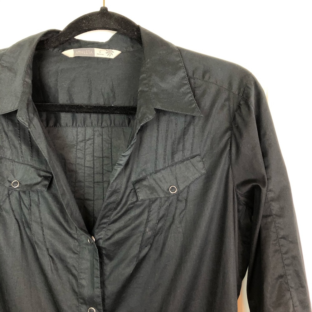 Athleta Black Kaftan Button Swim Cover Up